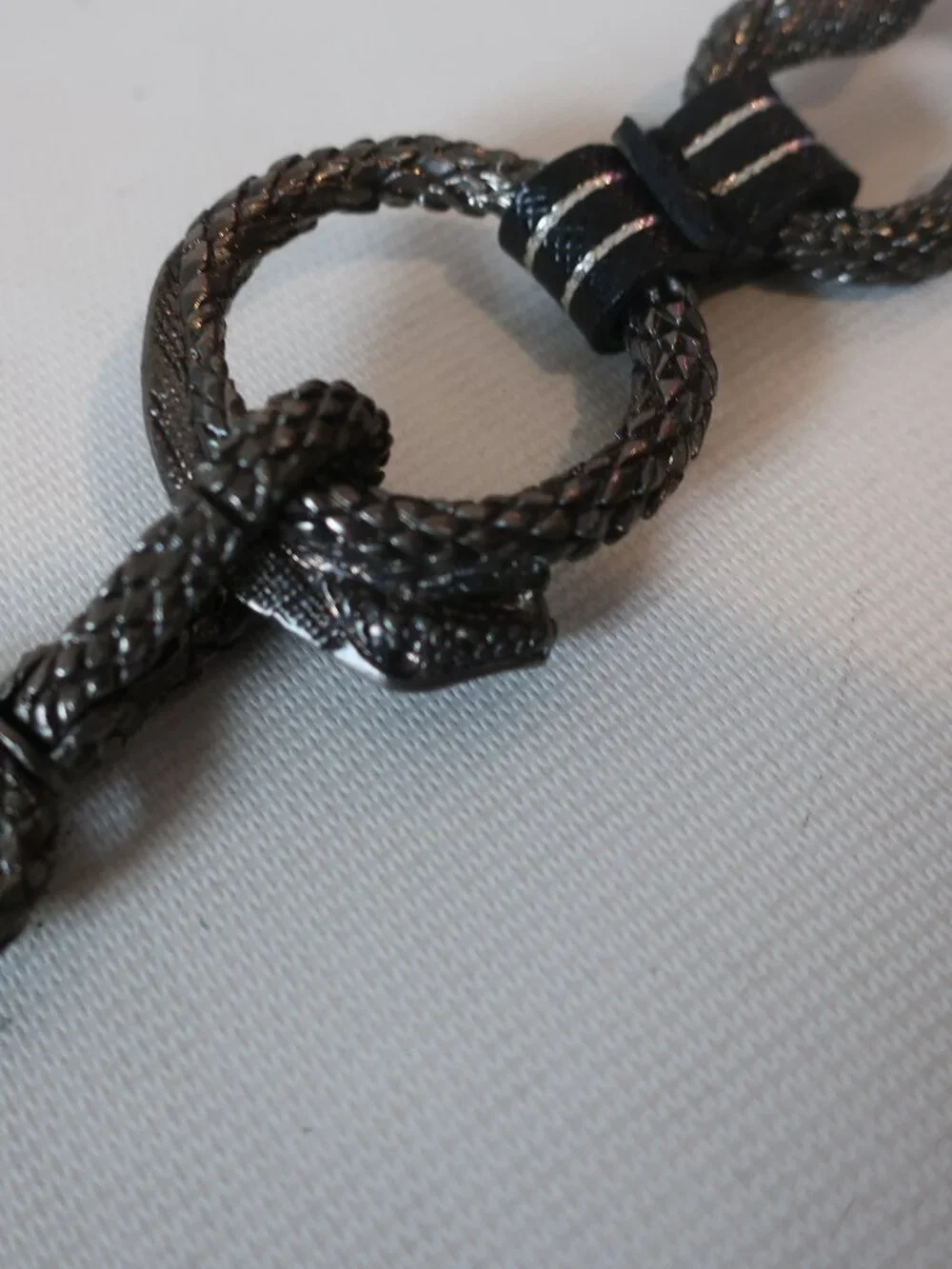 Womens Unbranded Silver Black Metal Python Snake Head Chain Link Waist Belt M